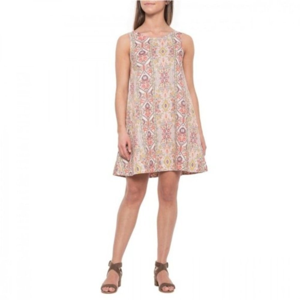 Rachel Zoe Dress Aztec Print Linen Pockets Colorful Vacation Casual Tapestry S